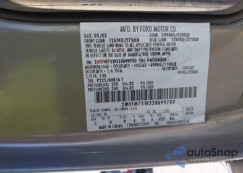 2003 Mercury Grand Marquis Ls z USA, uszkodzony, nr VIN 2MEFM75W33X699780